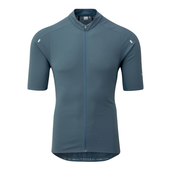 Rab Cinder Biking Jersey Top Mens Large Blue Cycling Zip Pockets Body Mapped NEW - Picture 1 of 15